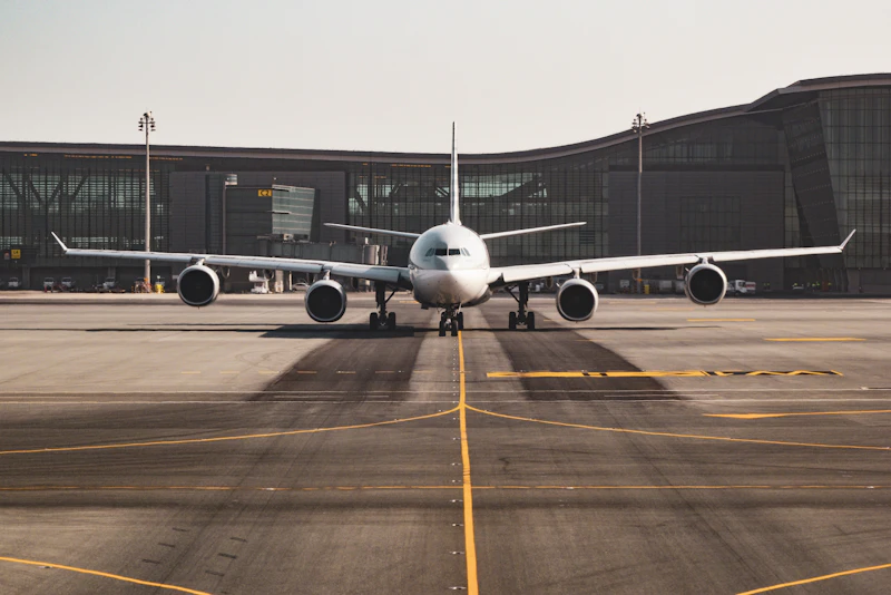 An aircraft on the airport apron.